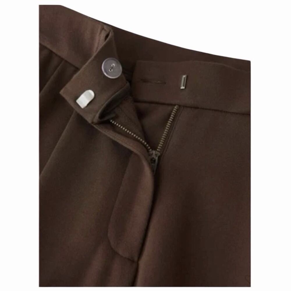 OGL Rich Hickory Brown Pleated Front Wide Leg Tailored Trousers Pants NWT - Picture 7 of 15